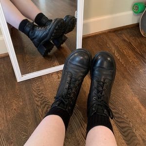 Sketchers Black Chunky Lace Up Boot